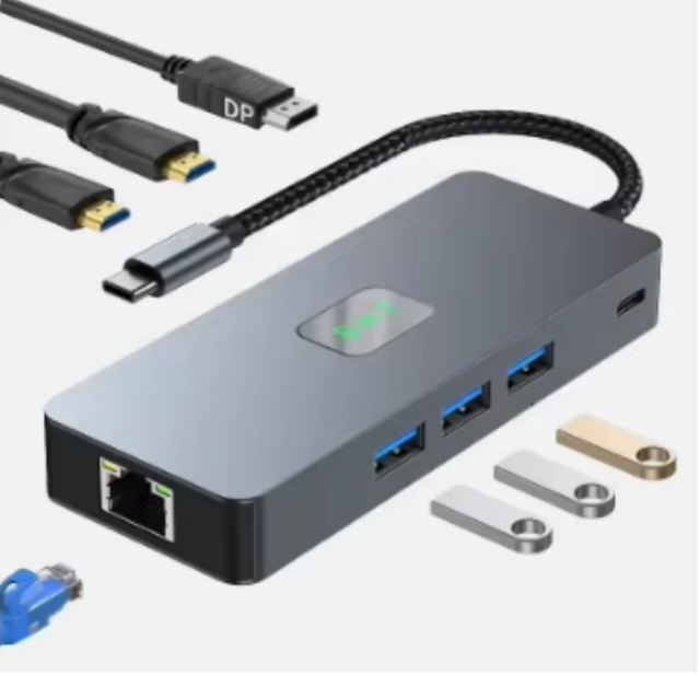 High Quality 8 in 1 USB C Docking Station USB3.0 4K/60Hz PD100W 1000MHz Network Card USB Hubs in Stock