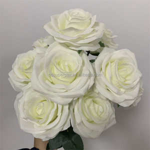 E-1159 <span class=keywords><strong>Flores</strong></span> Artificiales <span class=keywords><strong>de</strong></span> Seda <span class=keywords><strong>de</strong></span> Alta Calidad para Decoración del Hogar y Oficina, Rosas <span class=keywords><strong>de</strong></span> Tallo Corto, Color Beige, Ramos <span class=keywords><strong>de</strong></span> Boda Artificiales - Product Image 4