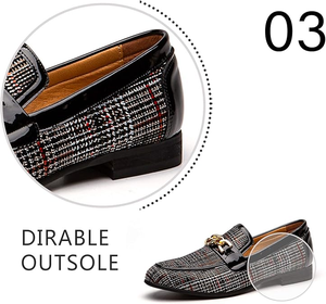 Tela de algodón negro para hombre, patrón a cuadros, Oxford puntiagudos, cadena dorada, decoración, moda, fiesta, Otoño, zapatos de vestir, detalle de charol - Product Image 5