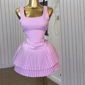 Đầm mini cổ vuông không tay GX11167 thời trang <span class=keywords><strong>2025</strong></span> dành cho nữ, chất liệu vải, ôm sát, gợi cảm, thanh lịch, xếp ly, thích hợp cho buổi tối - Product Image 5