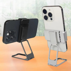 Back Fixed Clip <b>Foldable</b> Phone Holder Magnetic Metal Phone Support 360 Rotated Adjustable Desktop Phone Bracket for Travel - Product Image 1