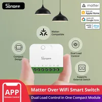 Interrupteur intelligent WiFi 2 canaux MINI-2GS avec contrôle de charge double, mode relais détachable, compatible Alexa pour la maison, en matériau PC