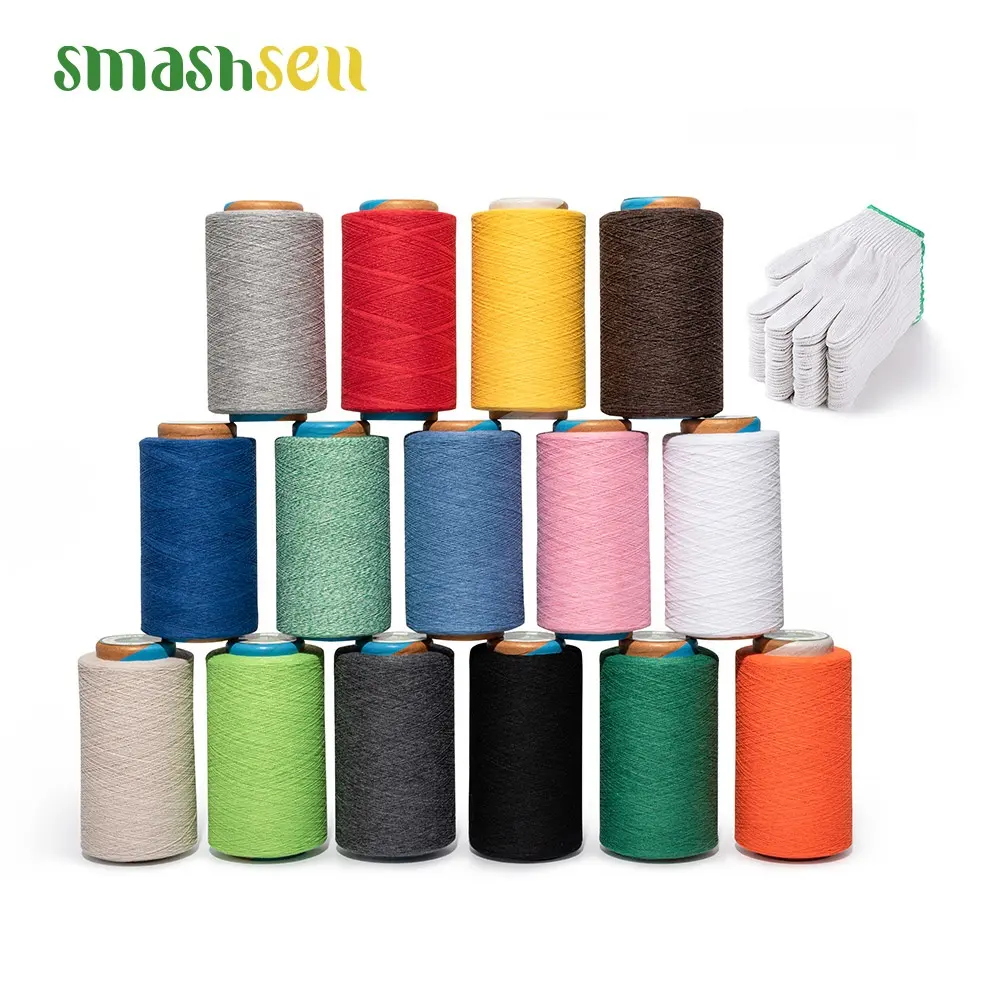 Smashsell 100% kaşmir keten iplik tığ işi Polyester dokulu iplik 150 D geri dönüşümlü pamuk ipliği Ne 6S