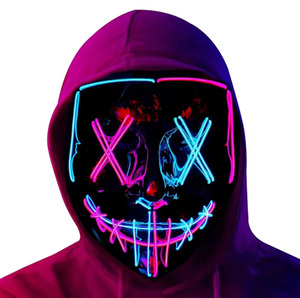 Máscaras Luminosas LED <span class=keywords><strong>de</strong></span> Neón Inalámbricas para Halloween, Máscaras <span class=keywords><strong>de</strong></span> Carnaval, Accesorios <span class=keywords><strong>de</strong></span> Cosplay que Brillan en la Oscuridad - Product Image 1