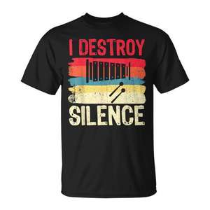 Camiseta Destroy Silence Musician con diseño de jugador de Glockenspiel, color negro, talla mediana - Product Image 1