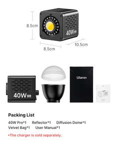 ไฟถ่ายภาพ <span class=keywords><strong>Ulanzi</strong></span> L023 40W Pro 2500-6500K COB Mini Bowens Mount ไฟวิดีโอพร้อมพอร์ต DC&Type-C - Product Image 6