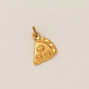 Pandahall Pendentif Pizza en Acier Inoxydable 304 Plaqué Or 18K avec Sertissage Bezel pour Cadeau - Product Image 1
