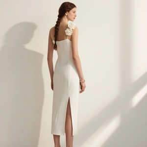 Abito da festa mini a trapezio da donna in poliestere 100% tinta unita con spalline sottili, sexy ed elegante, perfetto per l'estate - Product Image 2