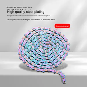 8-<span class=keywords><strong>Speed</strong></span> Volledig Gegalvaniseerde Stalen Mountainbike Ketting <span class=keywords><strong>9</strong></span> 10 11S Schakelaccessoires Kleurrijke Roestwerende Mtb Fietsketting - Product Image 3