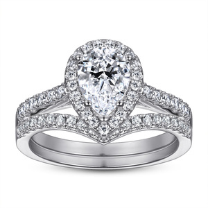 Timeless 925 Sterling Silver Halo Cubic Zirconia <b>Set</b>, Classic Square Cut CZ <b>Ring</b> Earring Necklace <b>Set</b> for Daily Wear - Product Image 3