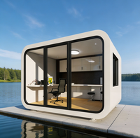 Maison capsule écologique préfabriquée moderne en conteneur, avec cadre en verre trempé carré, durable, installation facile, bureau, salon