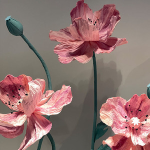 Lot <span class=keywords><strong>de</strong></span> 3 fleurs artificielles en papier roses faites à la main pour décoration murale, fenêtre ou arrière-plan <span class=keywords><strong>de</strong></span> mariage - Product Image 5
