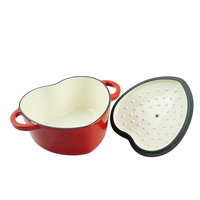 Petite Bonne Mine, Pot antiadhésif de luxe en fonte émaillée en forme de cœur de 10 cm, capacité 1-2 L, pour usage domestique, idéal pour les œufs à la vapeur et les mini-soupes