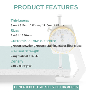 Panneau <span class=keywords><strong>de</strong></span> gypse résistant à l'eau <span class=keywords><strong>de</strong></span> qualité supérieure 9mm 2440x1220mm Panneau mural durable et <span class=keywords><strong>anti</strong></span>-moisissure pour sous-sols salles <span class=keywords><strong>de</strong></span> bains et cuisines - Product Image 3