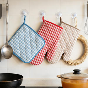 ถุงมือกันความร้อนลายตารางสไตล์อเมริกันคันทรี ทำจากผ้าฝ้าย ขนาด 18x30 ซม. สำหรับอบขนม ป้องกันความร้อน - Product Image 4