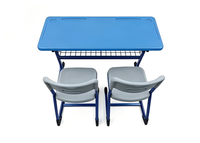 Table d'étude double moderne en ABS avec 2 chaises, ensemble bureau et chaise de classe premium, mobilier scolaire chinois, bureau double place