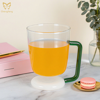 Mug en verre coloré sans plomb fait à la main, 250 ml, résistant aux chocs thermiques, pour le lait chaud et le café froid