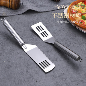 Juego de espátulas de acero inoxidable, 2 uds., boca plana engrosada con orificios para cocinar en la cocina, manipulación de carne y pizza - Product Image 2