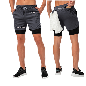 Men's Casual Eco-Friendly Quick Dry Breathable <b>Spandex</b>/Cotton Elastic Waist Gym Training <b>Shorts</b> <b>with</b> Custom Front Logo - Product Image 2