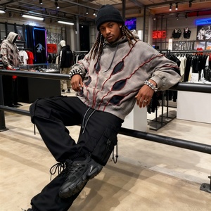 TKAN265D personalizado bordado impreso patrón nueva moda hombres Vintage ácido lavado gota hombro desgastado Sudadera con capucha - Product Image 1