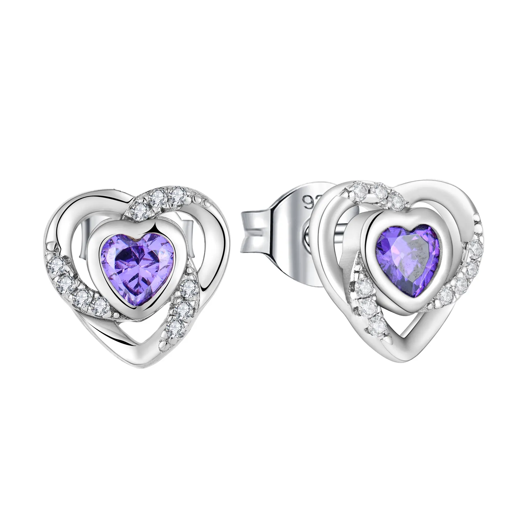 Customization OEM Fine Jewelry Designer 925 Silver Hoop Cc Heart Diamond Women Earring Stud Earrings Jewelry Luxury