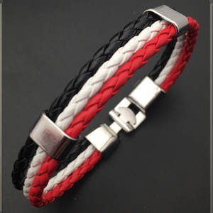 Pulsera trenzada de cuero sintético para mujer, brazalete con bandera de campo, multicolor - Product Image 2