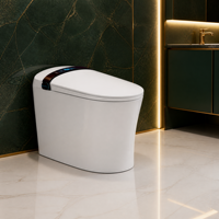 WC intelligent monobloc en céramique, à poser au sol, avec capteur de pied intelligent, siège allongé chauffant, double chasse d'eau, S-trap et P-trap