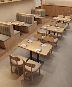 Tùy Chỉnh Mì Nhà Hàng Bảng Và Ghế Kết Hợp Nhật Bản Đơn Giản Snack Bar Thương Mại Ván Ép Bảng Gỗ Da Gian Hàng - Product Image 3