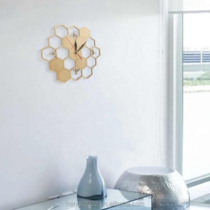 Cut Wood <strong>Clock</strong> Honey <strong>Bee</strong> on Honey Comb Hexagon Nature Watch Wall <strong>Clock</strong> Geometric Kitchen Art Decor - Product Image 3
