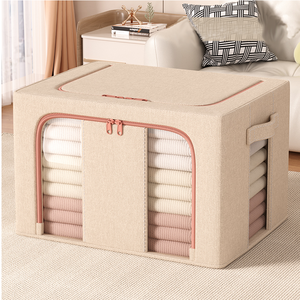 Bán buôn Linen phong cách vải hộp lưu trữ với khung thép quần áo Organizer cho tủ quần áo - Product Image 1