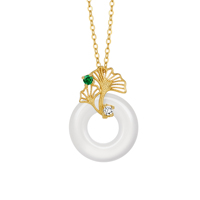 Collier pendentif feuille de ginkgo en argent sterling 925 avec fermoir de sécurité en jade, style chinois, bijoux de luxe léger, vente en gros