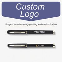 Stylo bille en gel personnalisé pour usage professionnel, noir, caoutchouté, toucher doux, avec logo personnalisé et encre gel noire, rouge, bleue de 0,5 mm
