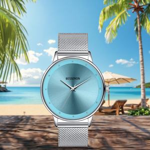 Reloj de Cuarzo de Lujo para Negocios, Diseño Moderno y Sencillo, Cristal Mineral, Correa de 18 mm, Acero Inoxidable de 38 mm, Resistente al Agua 3BAR, con Pedrería - Product Image 3