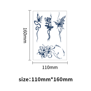 Nouveaux autocollants de tatouage semi-permanents résistants à l'eau, à base de plantes, pour le visage, motifs fleurs et petits animaux - Product Image 5