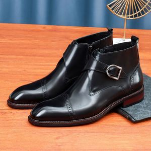 Winter Autumn Summer Custom-Made British-Style Men's Waterproof Height Increasing Chelsea Ankle <b>Boots</b> with Belt Buckle - Product Image 1