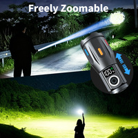 Lampe torche tactique LED rechargeable par USB, avec zoom, affichage numérique, luminosité variable, lumière extérieure pour le camping, la patrouille et les situations d'urgence