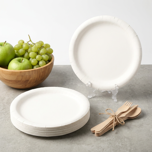 Platos Redondos de Papel Compostables Ecológicos con Diseño Personalizado de la <span class=keywords><strong>Sirenita</strong></span> para Baby Shower, Cumpleaños Infantiles - Product Image 4