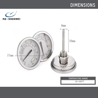 Termometer Daging 2026 SW Dial Besar Tahan Air, Aman untuk Oven, untuk BBQ Kalkun, Baja Tahan Karat 304, Termometer Panggangan