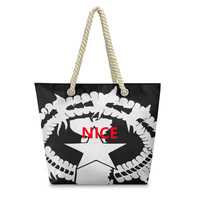 Sac fourre-tout en polyester personnalisé avec corde de chanvre, motif Saipan distinctif, multi-usages, pour le marché, les courses, l'école, les activités et les loisirs