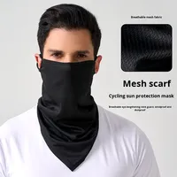JIEMEIRUI Écharpe d'été triangulaire en soie glacée à mailles fines, protection solaire, pour le visage et le cou, à accrocher aux oreilles, pour hommes, extérieur, tour de tête 48-52cm