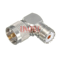 Convertidor de ángulo recto de 50 ohm, conector macho a macho SO239 hembra UHF M, conector L de 90 grados