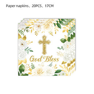 Platos y servilletas de Dios bendiga, vajilla de bautismo, vajilla de Primera Comunión para Celebración de <span class=keywords><strong>bautizo</strong></span>, suministros de Baby Shower - Product Image 2