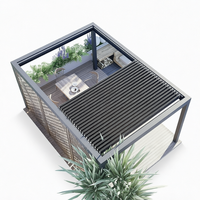 Pergola bioclimatique extérieure à toit en aluminium automatique télécommandé, lamelles rétractables, revêtement poudré, pour jardin et terrasse