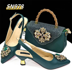 2024 розовая Женская сумка в классическом стиле на высоком каблуке, комплект из туфель и сумочки в африканском стиле - Product Image 6
