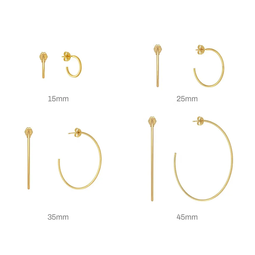 Simple Big C Shape Large Earrings For Teens 925 Sterling Silver Hip Hop Open Hoop Line Earring Women Ear Piercing Fine Jewelry