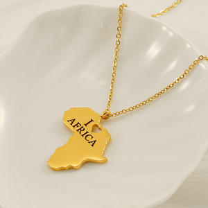 Zogxin Africa <b>Map</b> Necklace 18K Gold Plated Stainless Steel Pendant Unisex Fashion Jewelry Gift - Product Image 3