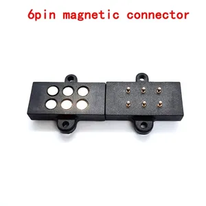 Conector magnético de 6 pinos com mola, pino Pogo magnético de 6 posições, sonda de solda PCB macho fêmea com furos de montagem