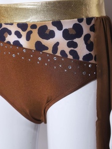 Traje de Danza Lírica para Niñas, Dos Piezas, Top Corto Halter con Espalda con Abertura, Estampado de Leopardo, para Competencia y Actuación, Personalizado - Product Image 4
