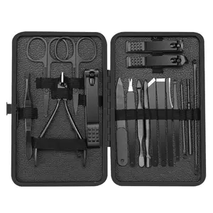 18 pz/set nero personale cura Manicure Kit Pedicure Manicure Set con custodia