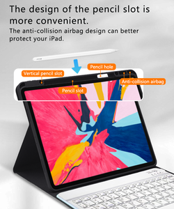 Custodia Protettiva in Pelle PU Rotante a 360 Gradi SYX con Tastiera e Slot <span class=keywords><strong>per</strong></span> <span class=keywords><strong>Penna</strong></span>, Custodia con Tastiera Touch <span class=keywords><strong>per</strong></span> <span class=keywords><strong>iPad</strong></span> - Product Image 5